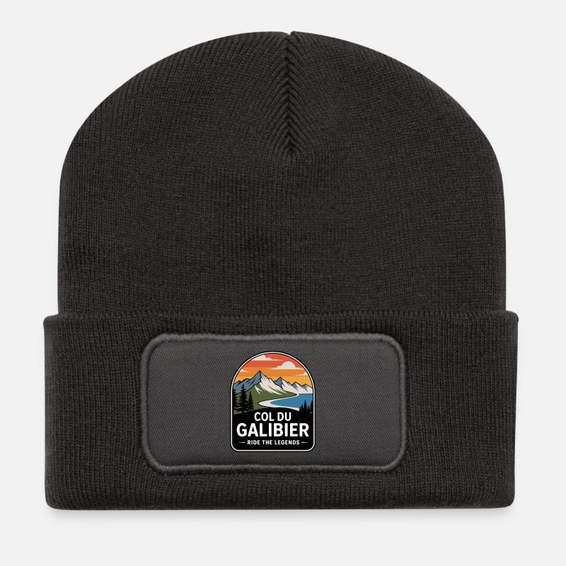 Col du Galibier Radsport-Panel - Recycelte Patch Beanie - Dunkelgrau