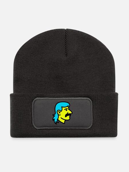 Mullet Man Pop Art - Recycled Patch Beanie - dark grey