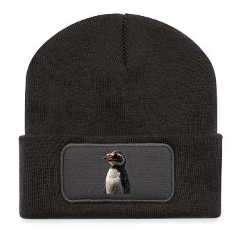 Pinguin Kaiserpinguin Zwergpinguin Süße Pinguine - Recycelte Patch Beanie - Dunkelgrau - Vorne