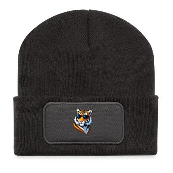 Cool Tiger avec lunettes de soleil - Beanie recyclé à patch - charbon - Devant