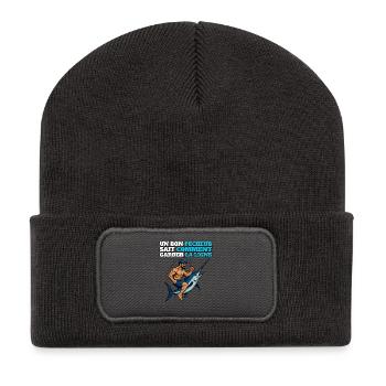 Un Bon Pêcheur sait comment Garder la Ligne - Beanie recyclé à patch - charbon - Devant