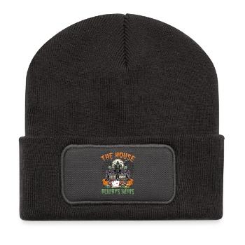 Conception de jeux d'argent effrayants pour Halloween - Beanie recyclé à patch - charbon - Devant