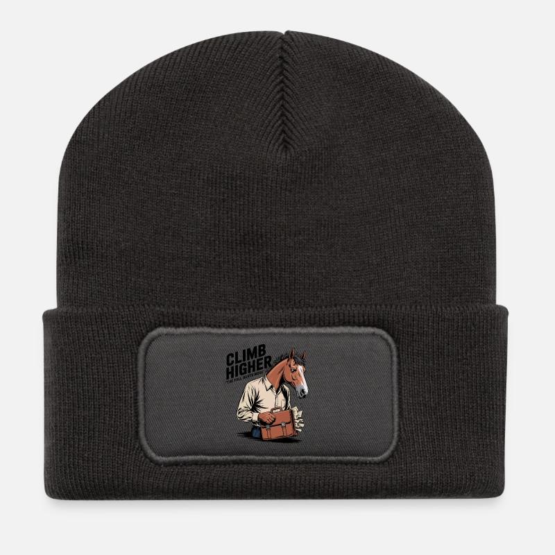 Geschäftspferd - Recycelte Patch Beanie - Dunkelgrau