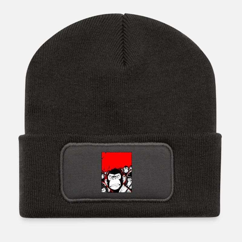 Affen Rebellion  - Recycelte Patch Beanie - Dunkelgrau