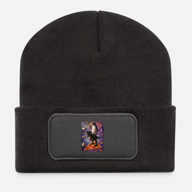 Galaktische Tierpizza Abenteuer - Recycelte Patch Beanie - Dunkelgrau