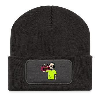 Neon Skeleton with Boombox – Retro Hip-Hop Vibes - Recycled Patch Beanie - dark grey - Front