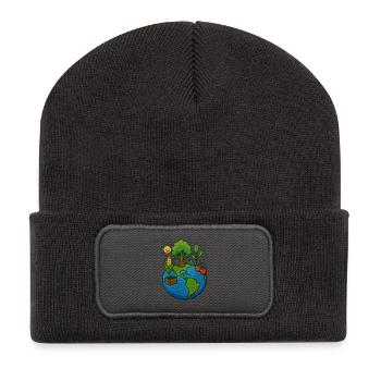 Natural earth with plants and sun - Recycled Patch Beanie - dark grey - Front
