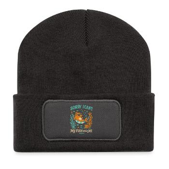 Désolé, je ne peux pas, mes poissons ont besoin - Beanie recyclé à patch - charbon - Devant