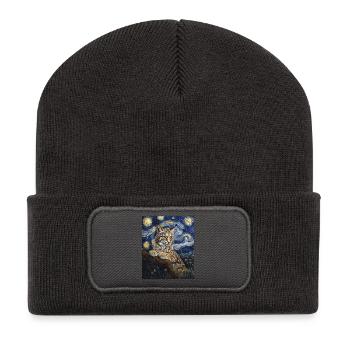 Lynx style Van Gogh étoilé - Beanie recyclé à patch - charbon - Devant