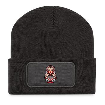 Matryoshka in Russian Matryoshka Doll Russian - Recycled Patch Beanie - dark grey - Front