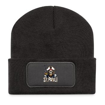 St.Pauli Kiez Hamburg Totenkopf Sankt Pauli - Recycelte Patch Beanie - Dunkelgrau - Vorne