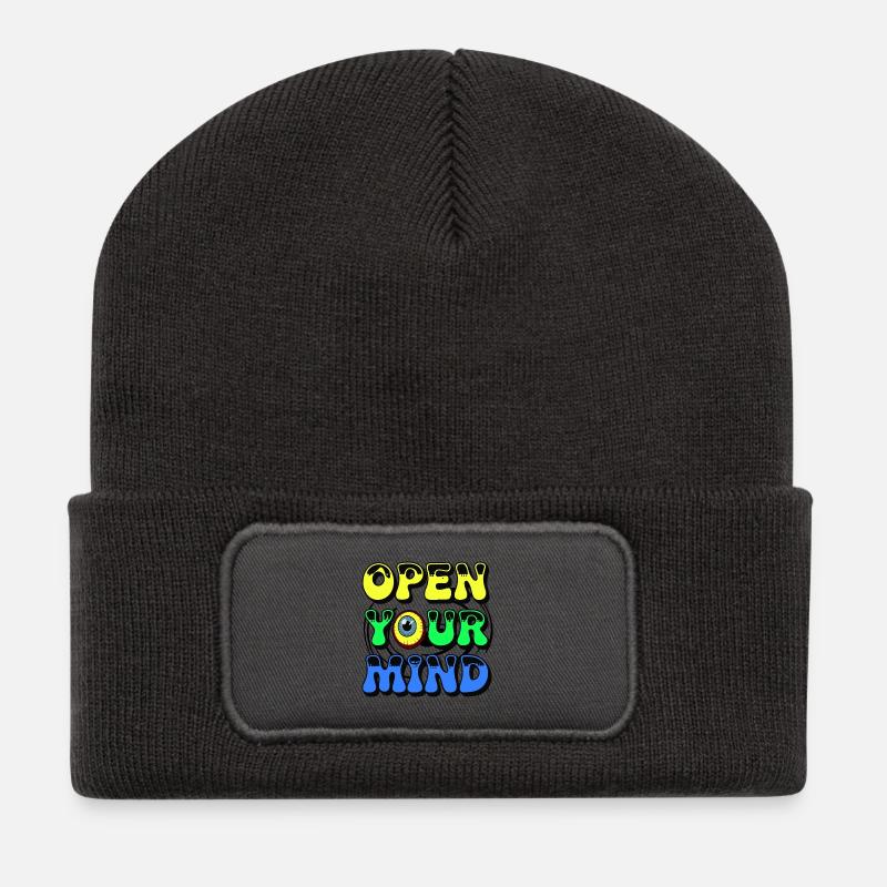 Conception oculaire vibrante - Beanie recyclé à patch - charbon
