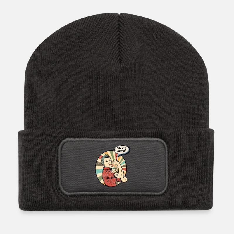Retro Women Power - Recycelte Patch Beanie - Dunkelgrau