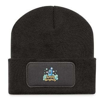 Fröhliches Schaumbad Cartoon Design - Recycelte Patch Beanie - Dunkelgrau - Vorne
