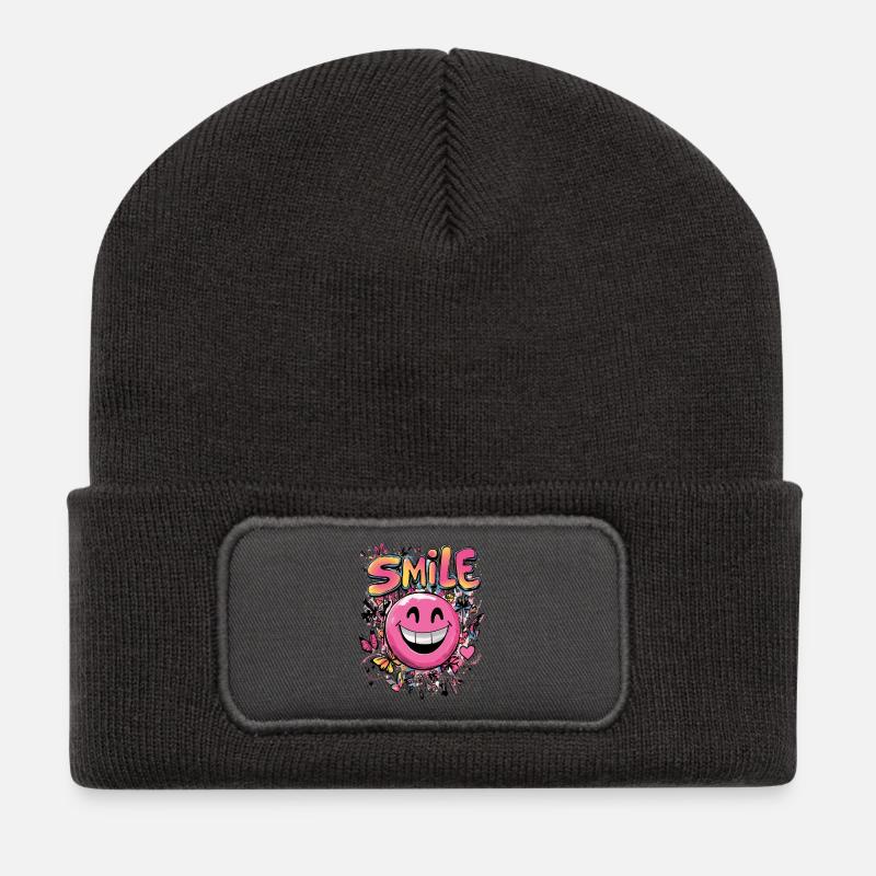 Smile crazy Graffity art style pink - Recycelte Patch Beanie - Dunkelgrau