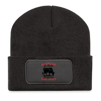 Heute spreche ich nur noch mit meinen Kühen - Recycelte Patch Beanie - Dunkelgrau - Vorne