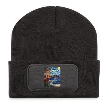 San Francisco Golden Gate Bridge Van Gogh Style - Recycled Patch Beanie - dark grey - Front