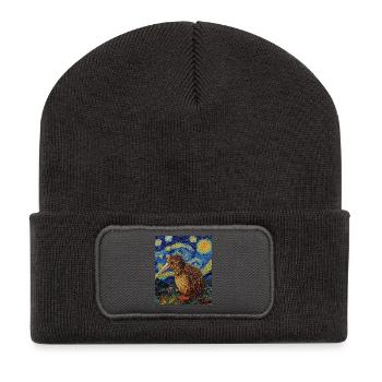 Kiwi New Zealand Van Gogh Style Starry Night - Recycled Patch Beanie - dark grey - Front