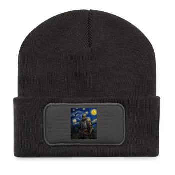 Nuit étoilée à la Ritter Van Gogh - Beanie recyclé à patch - charbon - Devant