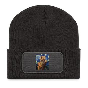 Echse Van Gogh Style Starry Night - Recycelte Patch Beanie - Dunkelgrau - Vorne