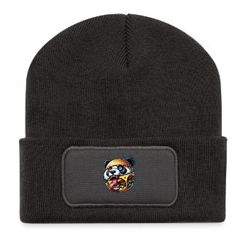 Mignon Panda Halloween Cheeseburger Monster Dessin animé - Beanie recyclé à patch - charbon - Devant
