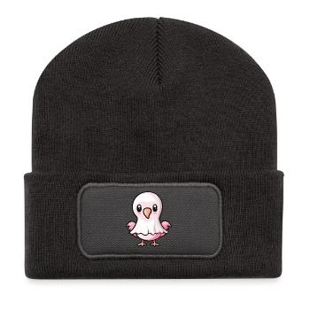Flamant rose fantôme d’Halloween - Beanie recyclé à patch - charbon - Devant