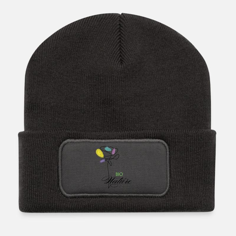Fleurs colorées Bio Nature - Beanie recyclé à patch - charbon