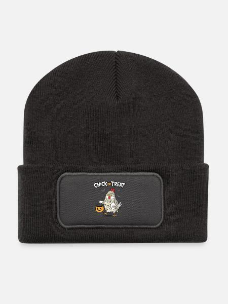 Küken oder Leckerli - Recycelte Patch Beanie - Dunkelgrau