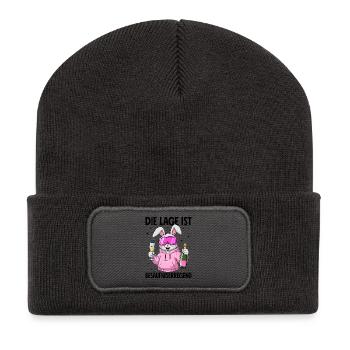 Die Lage Ist Besäufniserregend - Recycelte Patch Beanie - Dunkelgrau - Vorne