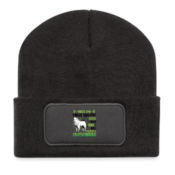 Je suis avec mon Ovcharka caucasien - Beanie recyclé à patch - charbon - Devant