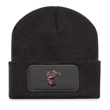 Kaiman Krokodil Alligator Reptilien Kroko Kaimane - Recycelte Patch Beanie - Dunkelgrau - Vorne