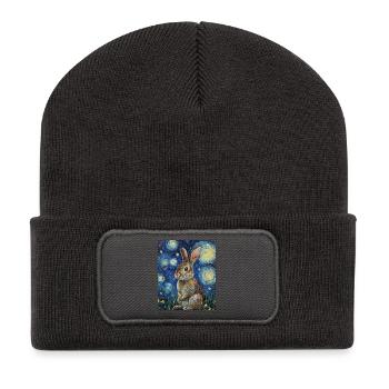 Lapin Lapin Lapin Van Gogh Style Nuit étoilée - Beanie recyclé à patch - charbon - Devant