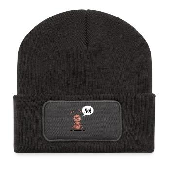 Une drôle de fourmi dit non - Beanie recyclé à patch - charbon - Devant