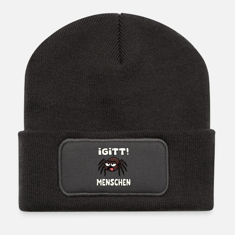 Lustige Igitt ! Menschen Spinne  - Recycelte Patch Beanie - Dunkelgrau