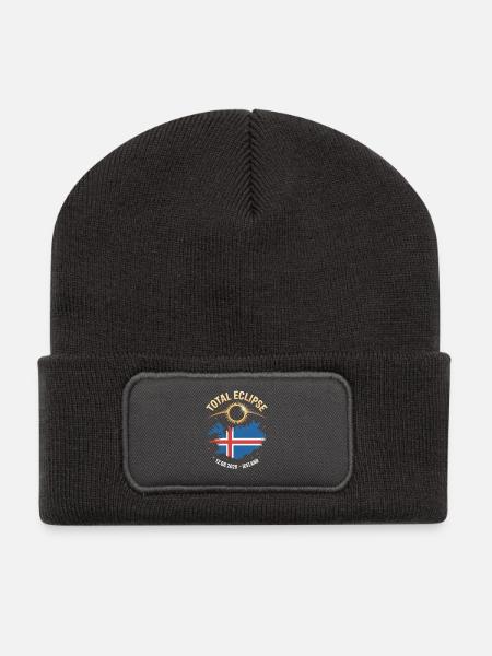 Totale Sonnenfinsternis Island 2026 - Recycelte Patch Beanie - Dunkelgrau