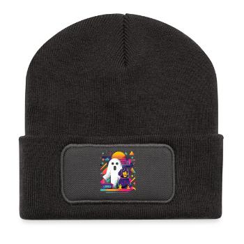Retro Ghost Dog Funny Creepy - Recycled Patch Beanie - dark grey - Front