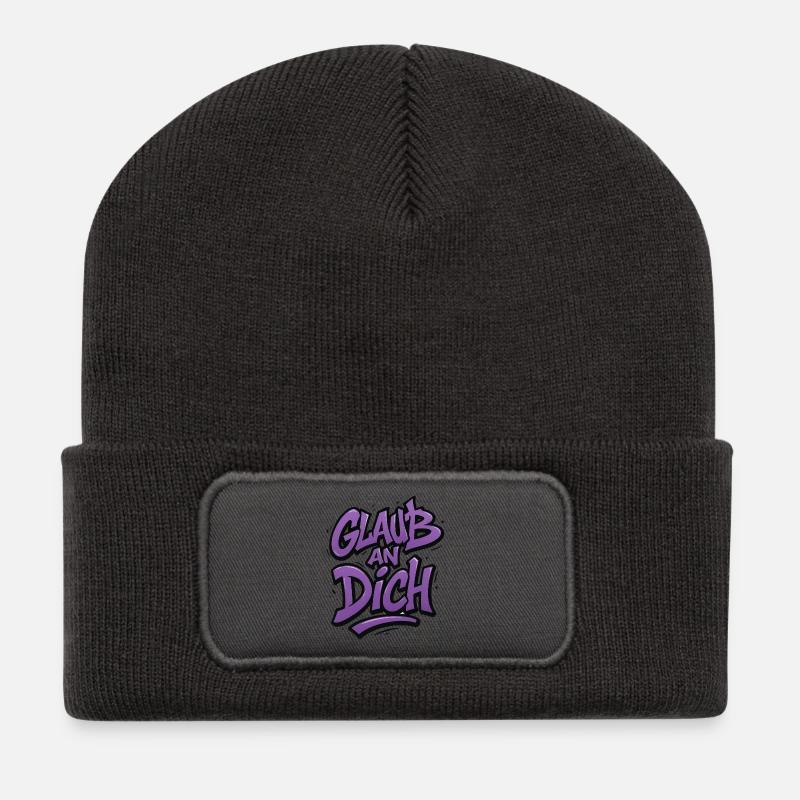 Glaub an Dich Graffiti - Recycelte Patch Beanie - Dunkelgrau
