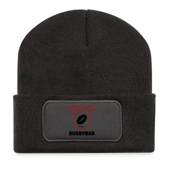 Super rugbyman, fête des pères, noël - Beanie recyclé à patch - charbon - Devant