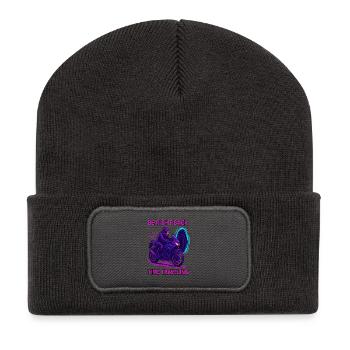 Be Right Back Zeitreise Motorrad - Recycelte Patch Beanie - Dunkelgrau - Vorne