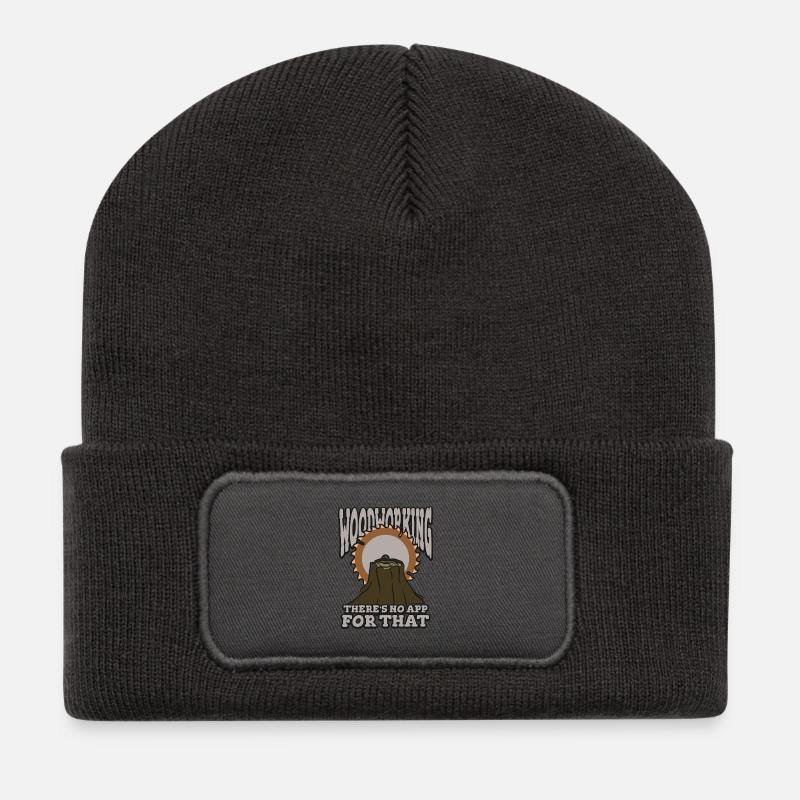 Woodworking – There Is No App for That - Recycelte Patch Beanie - Dunkelgrau