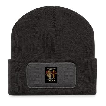 Le Christ est le cadeau : la Croix du Père Noël - Beanie recyclé à patch - charbon - Devant