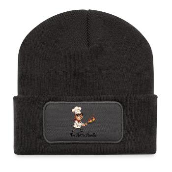Héros de cuisine avec poêle à feu - Beanie recyclé à patch - charbon - Devant
