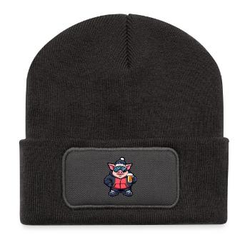 Sow Piglet Ski Goggles Skiing - Recycled Patch Beanie - dark grey - Front