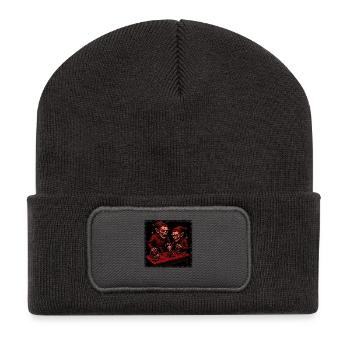 Horreur effrayante de Noël Zombie Elfe Squelette - Beanie recyclé à patch - charbon - Devant