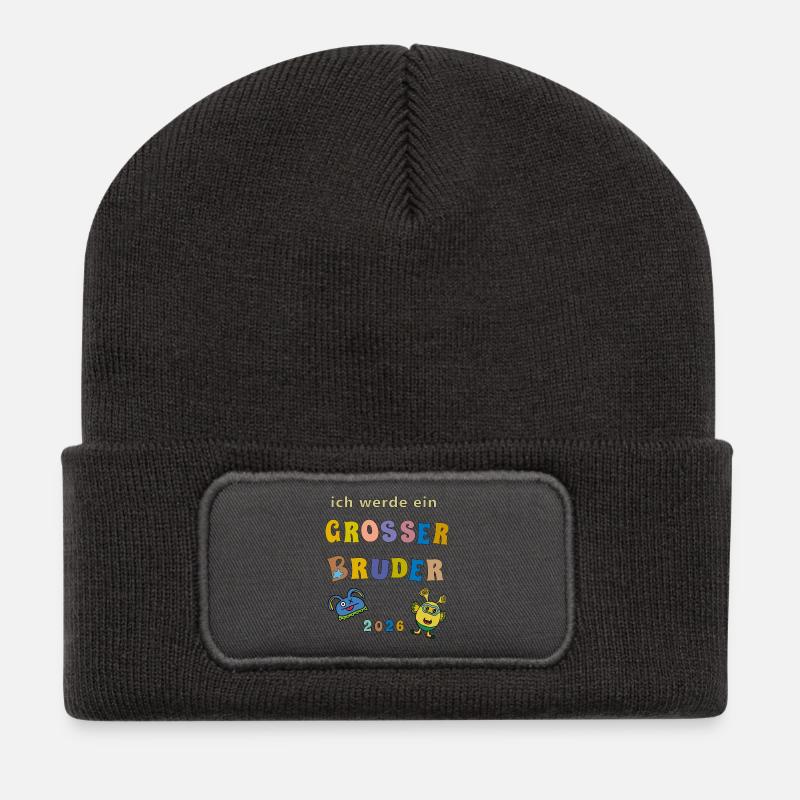 Ich werde großer Bruder 2026 - Recycelte Patch Beanie - Dunkelgrau