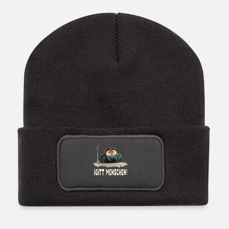 Lustige Igitt ! Menschen Spinne - Recycelte Patch Beanie - Dunkelgrau