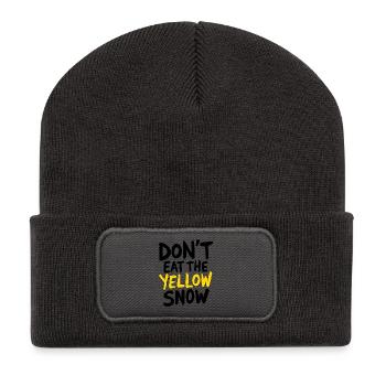 Dont Eat The Yellow Snow Apres Ski Spruch - Recycelte Patch Beanie - Dunkelgrau - Vorne