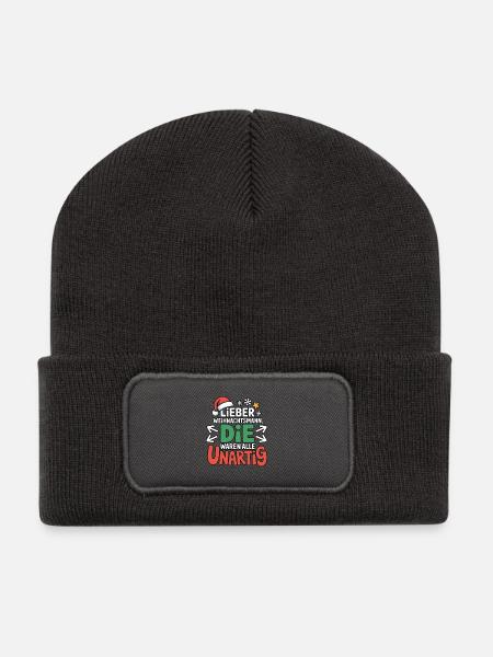 Lieber Weihnachtsmann Unartig - Recycelte Patch Beanie - Dunkelgrau