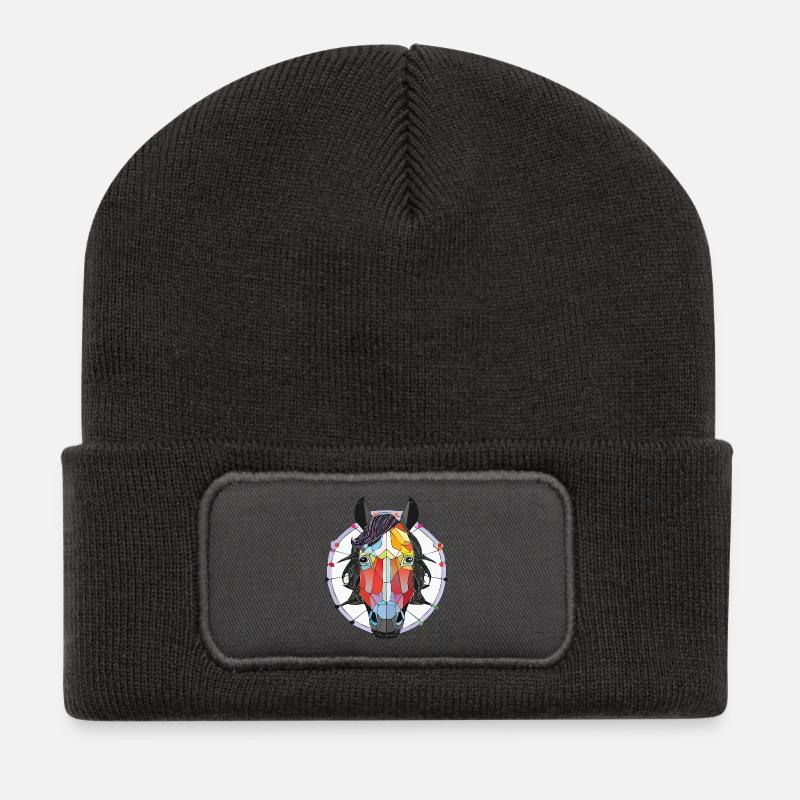 Pferdekopf - Recycelte Patch Beanie - Dunkelgrau