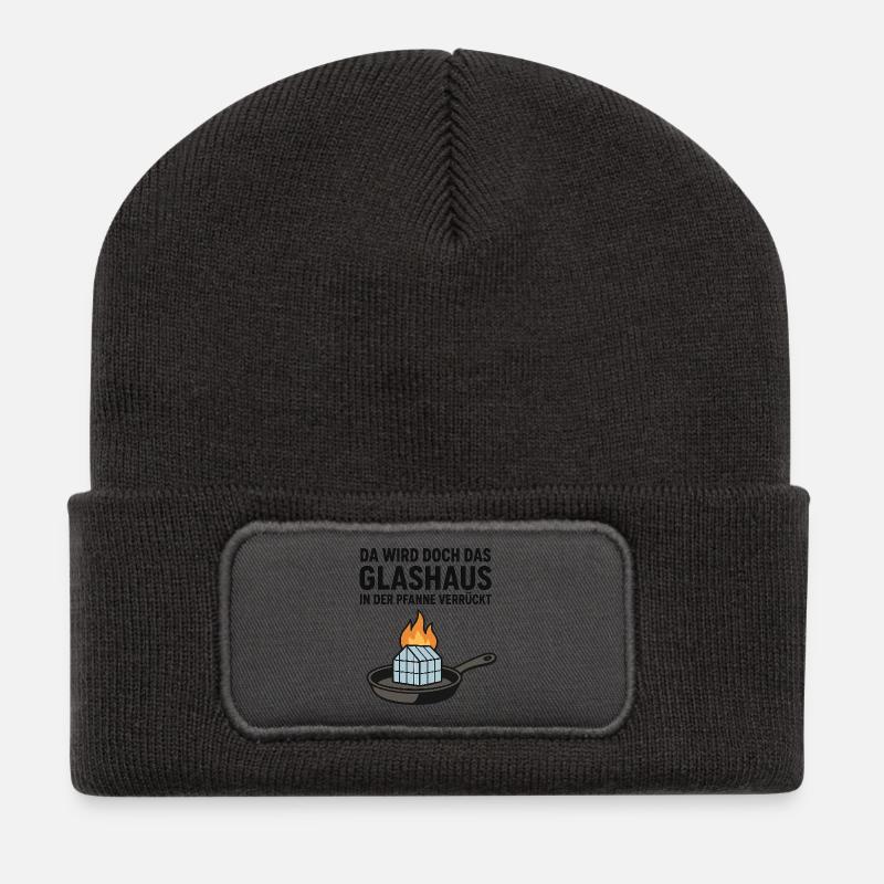 Da_wird_doch_das_Glashaus_in_der_Pfanne_verrückt - Recycelte Patch Beanie - Dunkelgrau